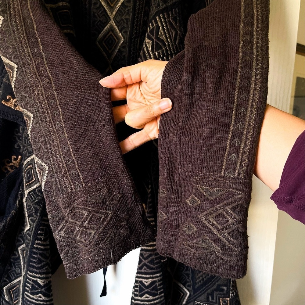 Johnny Was Tryker Embroidered Boho Cardigan Brown Black Small EUC - Picture 3 of 8